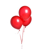 Fototapeta Sport - Bunch of big red balloons balloon object for birthday party or valentines day isolated on a white