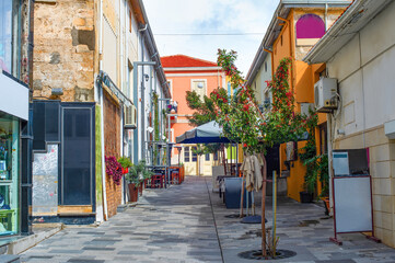 Street restaurants souvenir shops Cyprus