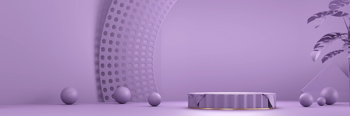 Poster - Purple Product Stage podium Platform for product present background 3d rendering