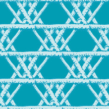 Vector Macramee Braid Weave Effect Seamless Interlace Pattern Background. Horizontal Rows Of Woven Style Plaited Ribbon Lattice On Aqua Blue Backdrop. Geometric Woven Rattan. Modern All Over Print