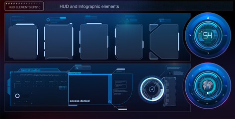Poster - futuristic vector hud interface screen design. digital callouts titles. hud ui gui futuristic user i