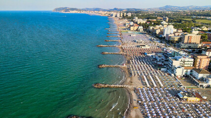 Wall Mural - Aerial view of Misano Adriatico Beach from drone in summer season, Italy