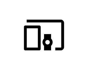 Aufkleber - Devices line icon. Laptop, smartphone, hand watch. Vector on isolated white background. EPS 10