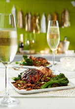 Asian Spiced Chicken With Mushroom Fried Rice And Broccolini