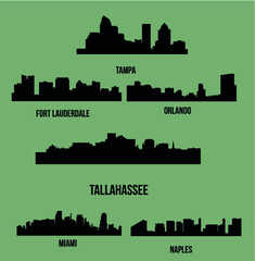 Wall Mural - Set of cities in Florida ( Naples, MIami, Fort Lauderdale, Tampa, Orlando, Tallahassee )