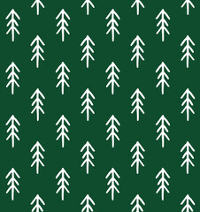 Sticker - Vector hand drawn doodle sketch white spruce tree isolated on green background