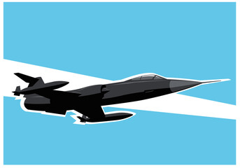 Wall Mural - Lockheed F-104 Starfighter. Interceptor flight. Supersonic jet fighter in the blue sky. Vector drawing for illustrations.