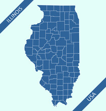 County Map Of Illinois USA
