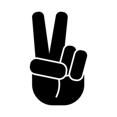 Sticker - hand with peace gesture icon, silhouette style