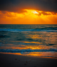 Sunset On The Beach Colors Orange Sea 