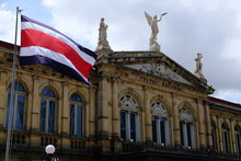 Costa Rica San Jose - National Theater Of Costa Rica - Teatro Nacional De Costa Rica And National Flag