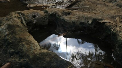 view of puddles between the rocks