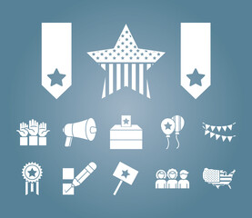 Poster - star and usa elections icon set, silhouette style