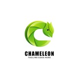 Fototapeta Dinusie - Vector Logo Illustration Chameleon Gradient Colorful Style.