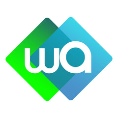 Letter WA logo with colorful geometric shape, letter combination logo design for creative industry, web, business and company.