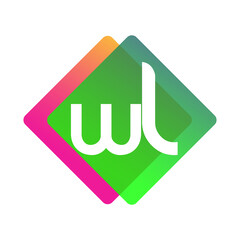 Letter WL logo with colorful geometric shape, letter combination logo design for creative industry, web, business and company.