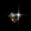 © Артём Аппаратов - Abstract luxury template with gold diamond outline shape with shine. Vector graphics.