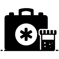 Poster - 
First aid kit for medical emergency, icon 
