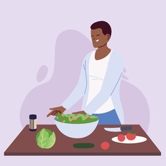 Poster - young cook preparing healthy food