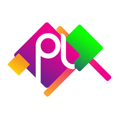 Letter PL logo with colorful geometric shape, letter combination logo design for creative industry, web, business and company.