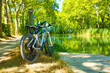 two bikes and river- sport, freedom, tourism concept- Canal du Midi