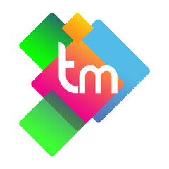 Wall Mural - Letter TM logo with colorful geometric shape, letter combination logo design for creative industry, web, business and company.