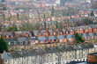 Aerial view of terraced housing in London, England, UK