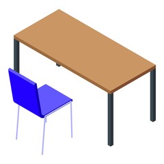 Poster - Home office desktop icon. Isometric of home office desktop vector icon for web design isolated on white background