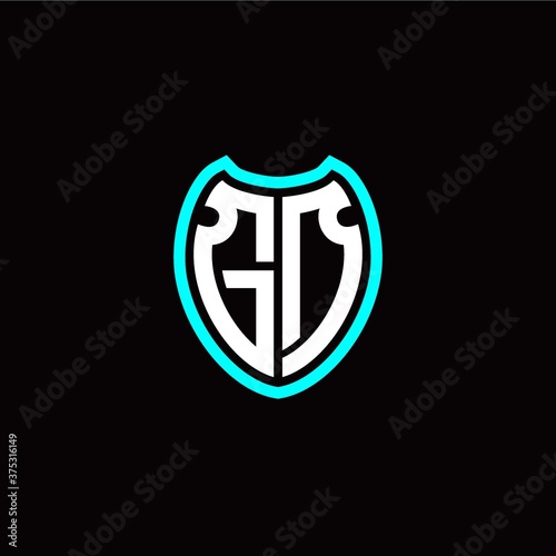 Fotomural Initial G D letter with shield modern style logo template vector