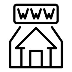 Poster - Home online office icon. Outline home online office vector icon for web design isolated on white background