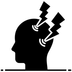 Sticker - 
Migraine icon in style, headache 
