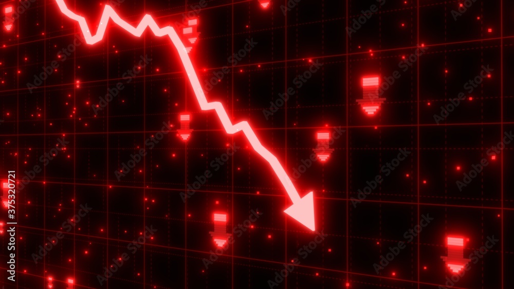 Stock Market Crash Of Red Arrow Graph Going Down Into Recession
