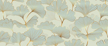 Golden Ginkgo Leaves Background Vector. Luxury Floral Art Deco. Gold Natural Pattern Design Vector Illustration.