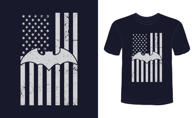 Wall Mural - Halloween bat USA flag t-shirt design. 