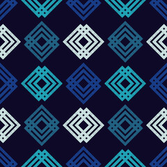 Wall Mural - Mosaic with geometric shapes. Seamless pattern. Design with manual hatching. Textile. Ethnic boho ornament. Vector illustration for web design or print.