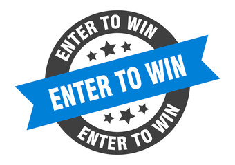 enter to win sign. round ribbon sticker. isolated tag