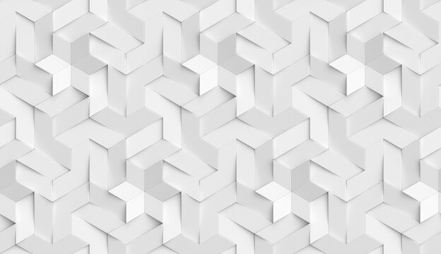 Wall Mural -  - 3D Wallpaper origami mosaic of white particles.