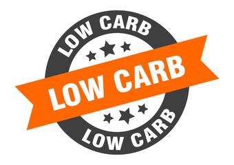 low carb sign. round ribbon sticker. isolated tag