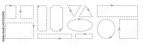Fotografía Coupon template with cut out dashed or dotted lines and scissors arrow showing c
