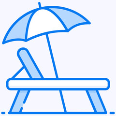 Sticker - 
A deck chair along with umbrella depicting sunbed icon
