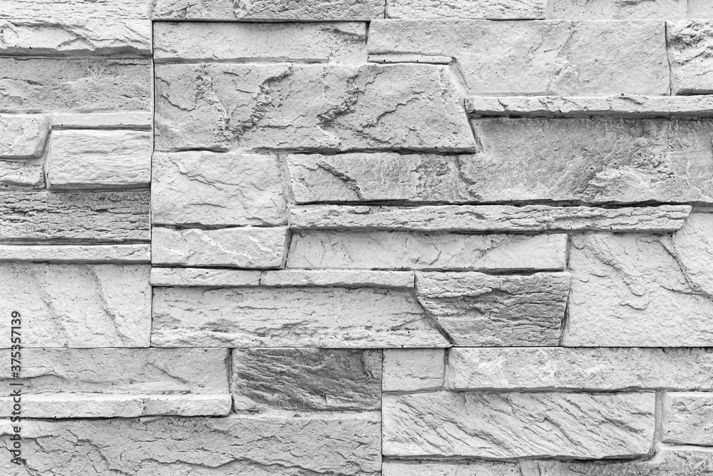 Block pattern of white stone cladding wall tile texture and seamless ...