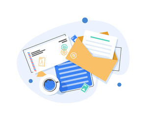 Fototapete - Email and messaging,Email marketing campaign,flat design icon vector illustration
