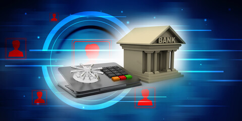 Poster - 3d rendering Build bank with locker
