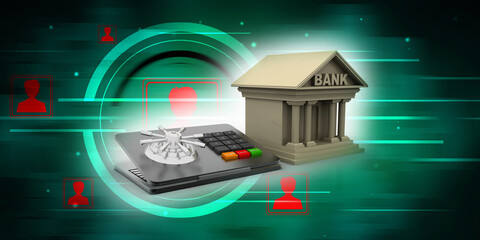 Poster - 3d rendering Build bank with locker

