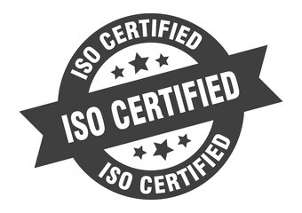 iso certified sign. round ribbon sticker. isolated tag