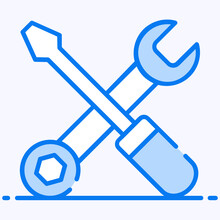 
Maintenance Tools, Screwdriver With Spanner In Flat Style  
