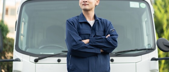 Sticker - トラック　運転手　配送　ポートレート