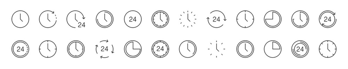 Wall Mural - time icons. clock collection. time and clock vector collection. big set of a round line icons. time 