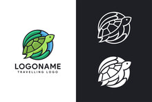 Modern Colorful Coral Logo, Turtle Logo Icon Vector Illustration Template