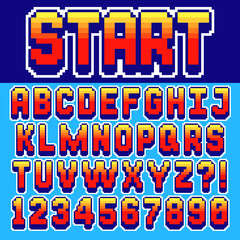 Poster - pixel retro font video computer game design